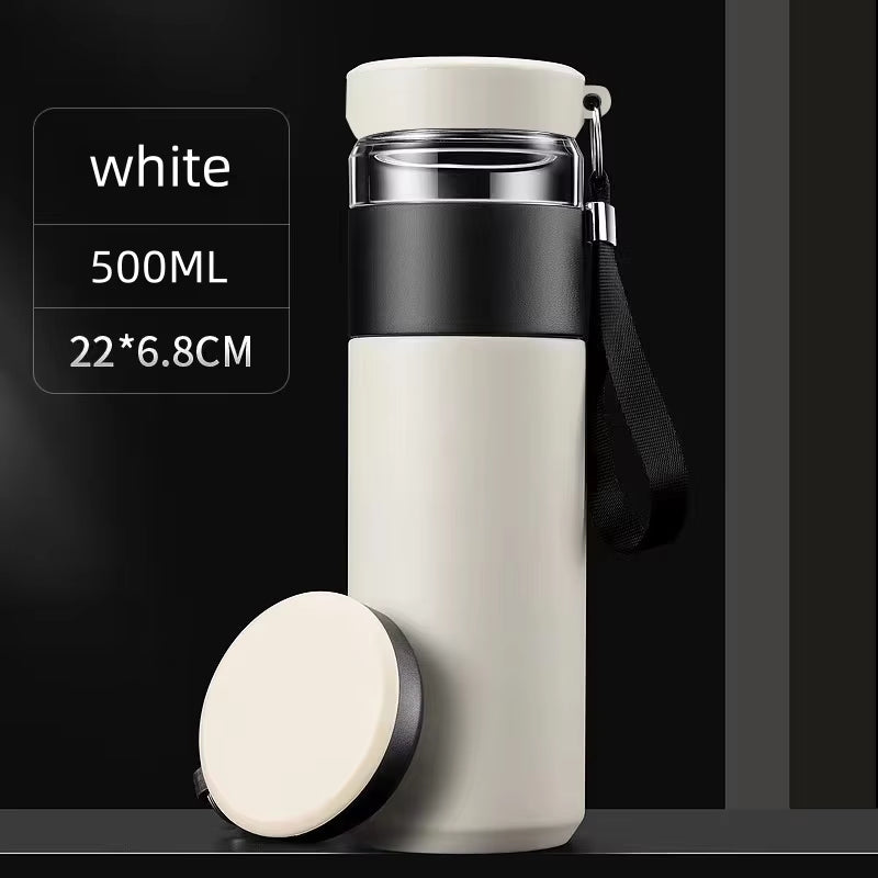 500ML Vacuum Stainless Steel Flask with Tea/Coffee Storage