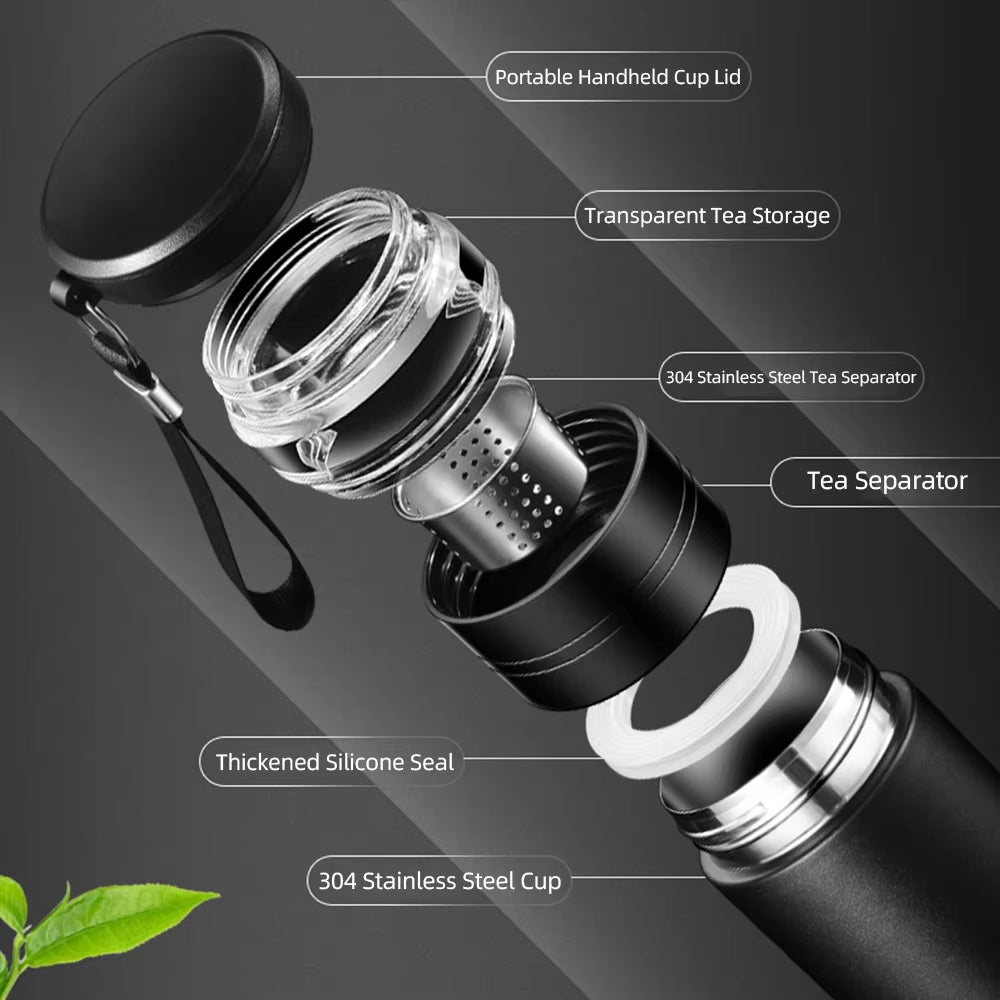 500ML Vacuum Stainless Steel Flask with Tea/Coffee Storage