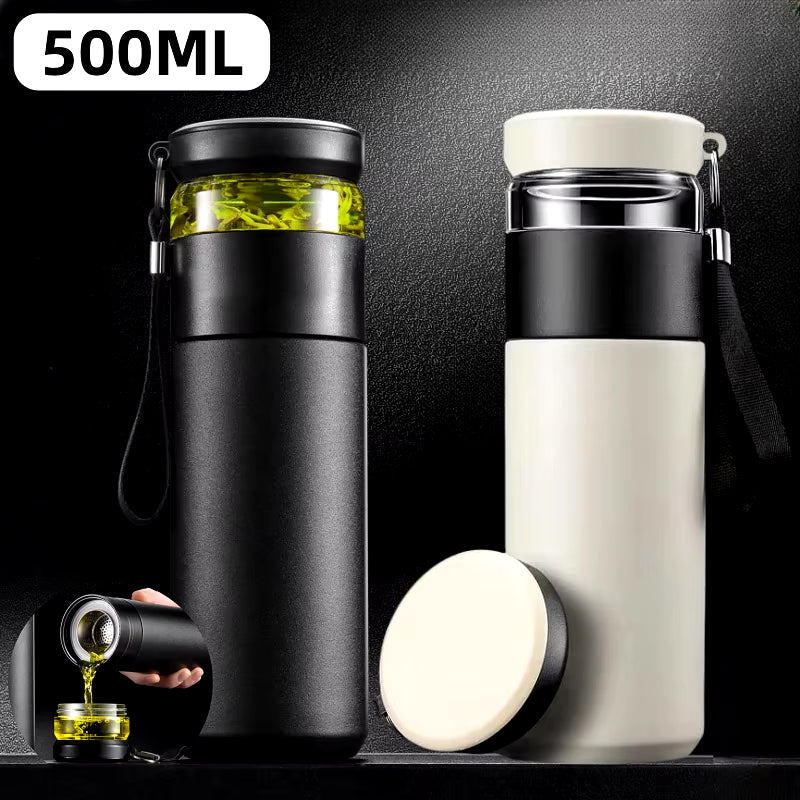 500ML Vacuum Stainless Steel Flask with Tea/Coffee Storage